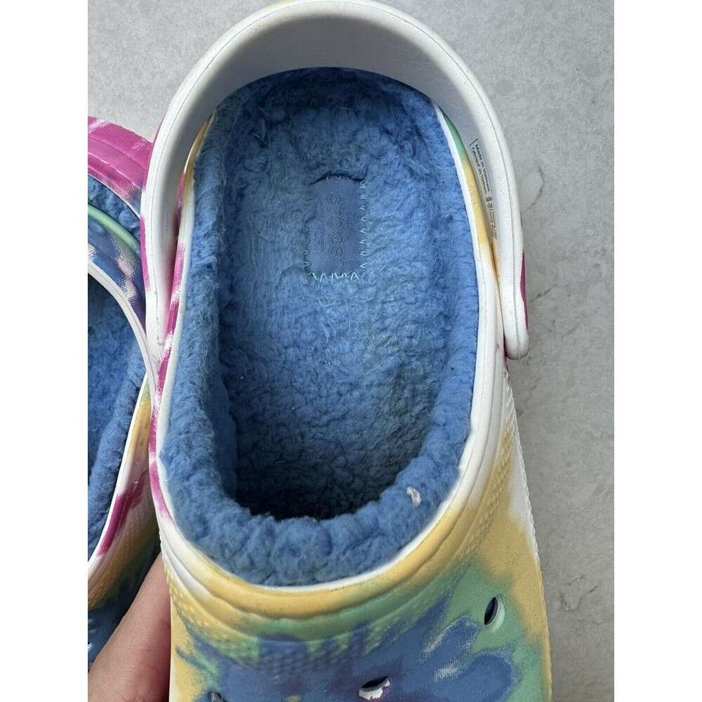 Crocs Classic Lined Tie Dye Powder Blue/Multi Roomy Fit Unisex Size W9 M7 - Picture 5 of 6